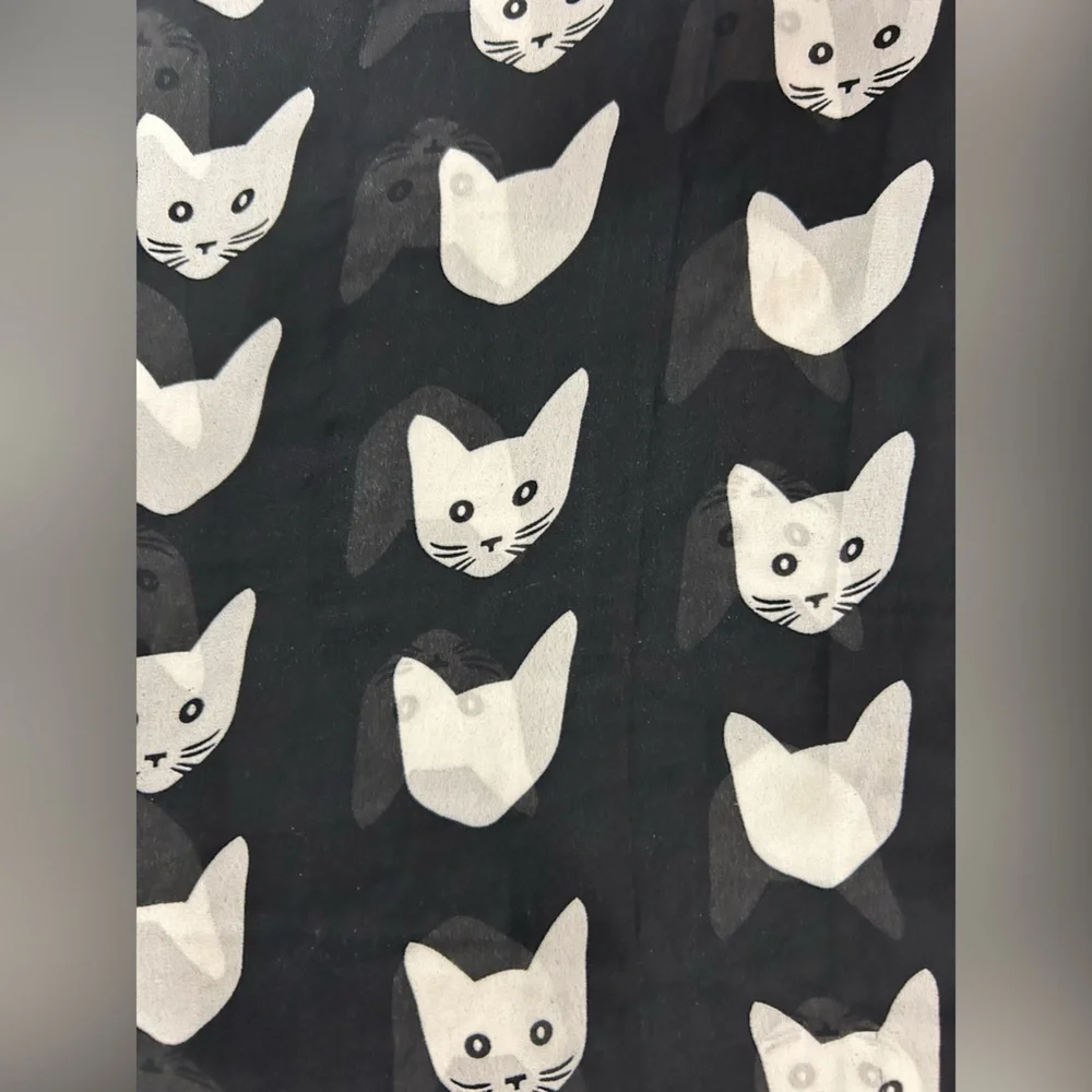 Cat scarf white black spooky Halloween cats kitty office work pets goth rescue - Picture 5 of 6